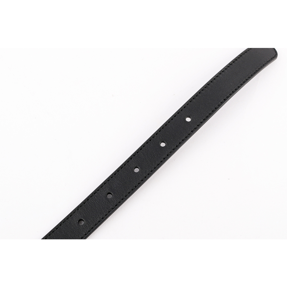 GUCCI 小雙G霧金logo牛皮2CM寬皮帶80cm/黑色, , large
