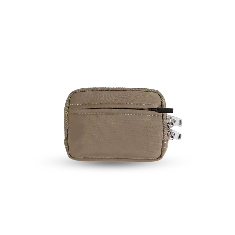 【YUN Select】EBIZU 日系潮流零錢包-卡其 工裝風格 卡片 駕照可放 雙拉鍊 兩層收納, , large