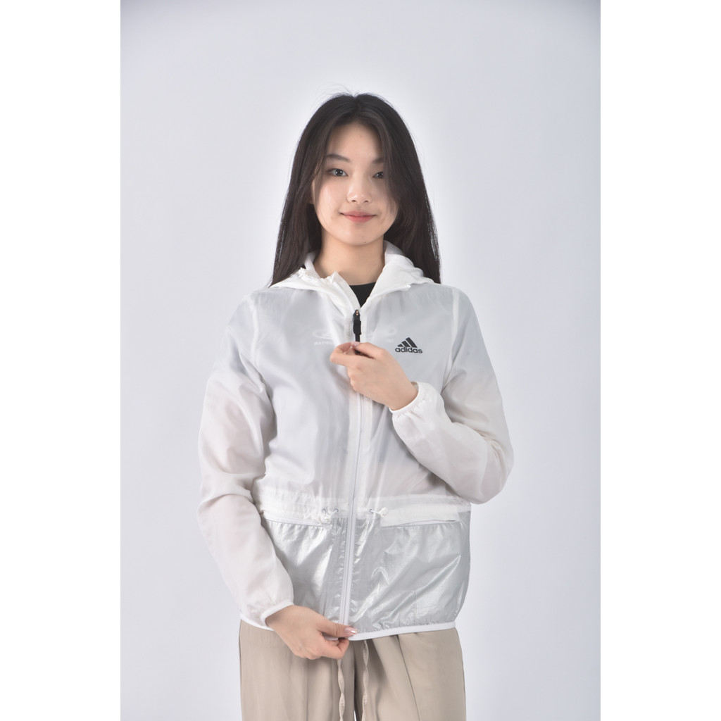 (S) adidas運動連帽白色外套二手衣, , large
