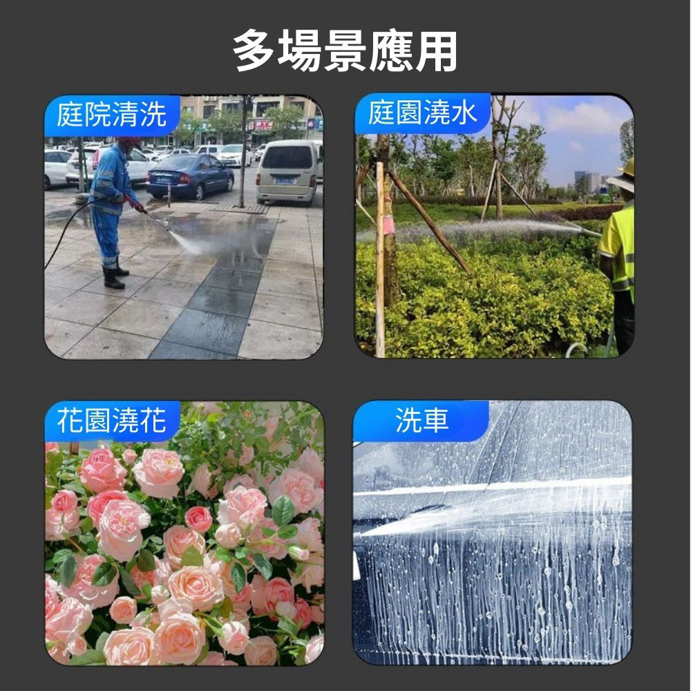 10-meter PU high-pressure water hose (2 plastic water inlet connectors + 4/6 point plastic standard connectors), , large