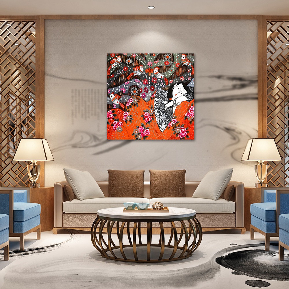 【御畫房】民俗系列一 國家一級畫師手繪油畫80×80cm(VF-182), , large