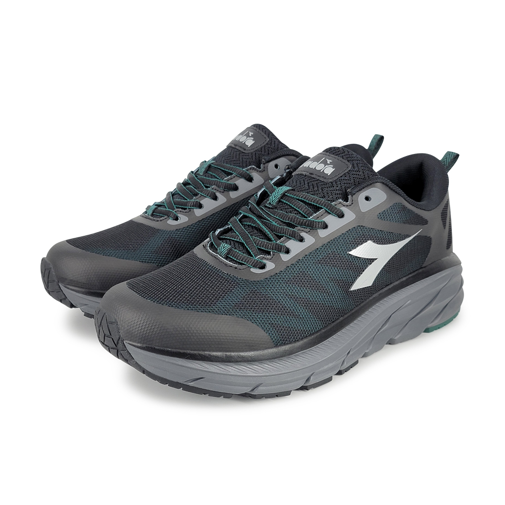 DIADORA迪亞多那 透氣耐用寬楦跑鞋 男鞋 男運動鞋 大尺碼 高腳背 寬腳板 吸震 回彈 厚底 緩震 穩定 EVA 防滑 黑 藍, , large