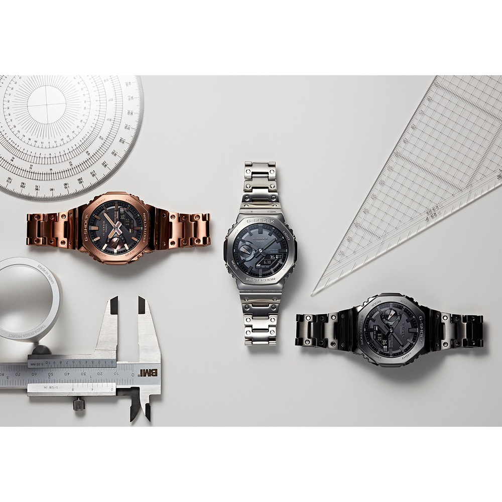 CASIO 卡西歐 G-SHOCK 八角 全金屬版 太陽能藍芽雙顯手錶-金 GM-B2100GD-5A, , large