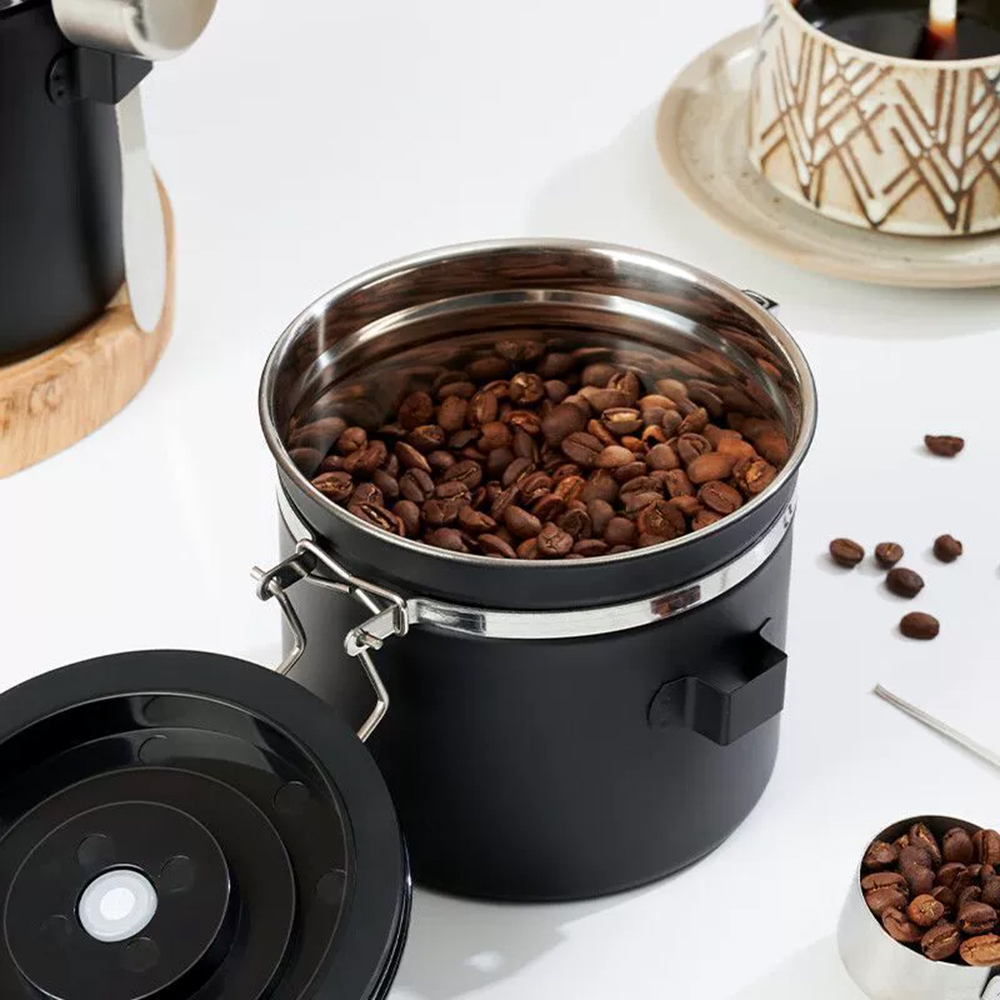 【GlassKing】GK-900M 不鏽鋼密封罐 單向排氣閥 紀錄儲放日期 咖啡豆密封罐 儲豆罐 儲物罐 附不鏽鋼豆勺, , large