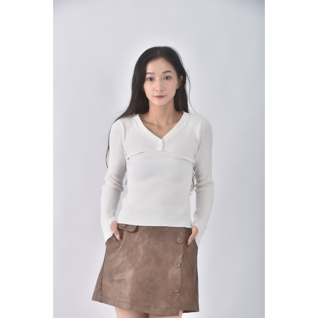 (S) 【作珩私服】質感坑紋白色長袖上衣二手衣, , large
