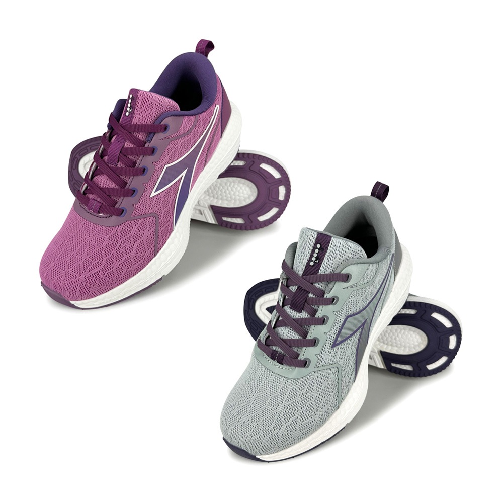 DIADORA迪亞多那 輕量緩震跑鞋 女運動鞋 女鞋 慢跑鞋 透氣 緹花 保護後跟 Q彈 足弓支撐 吸震 防滑 紫 灰紫, , large