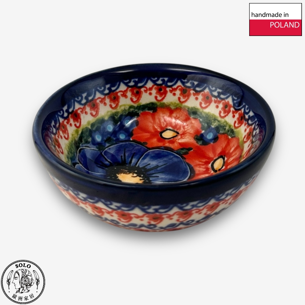 【SOLO歐洲家居】波蘭製 Cerraf 波蘭陶 9cm 醬料碗 赤藍芳華系列, , large