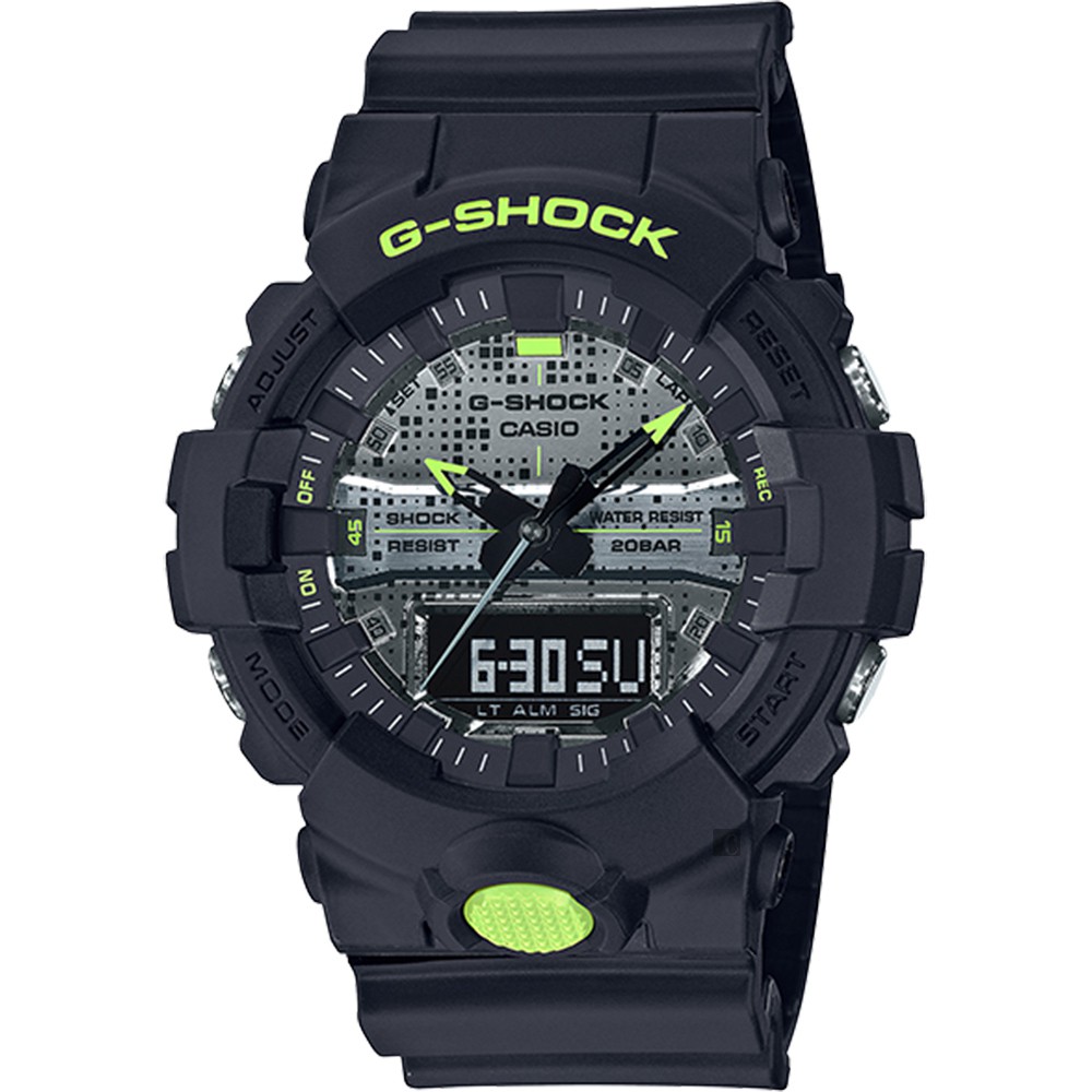 CASIO 卡西歐  G-SHOCK 點陣迷彩LED雙顯錶(GA-800DC-1A)