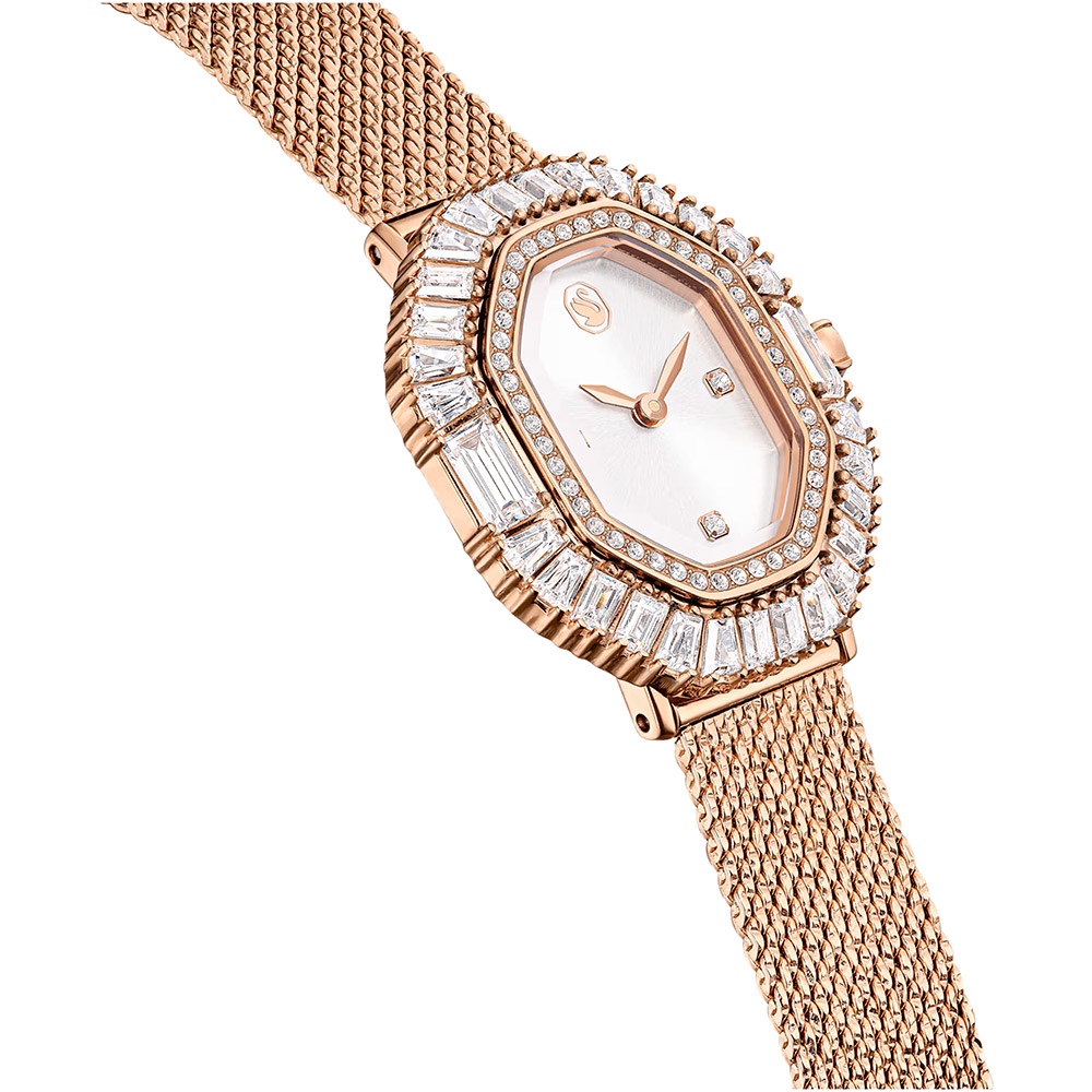 SWAROVSKI 施華洛世奇 Matrix 方形切割水晶八角米蘭帶手錶 女錶-玫瑰金/30x25mm(5732497), , large
