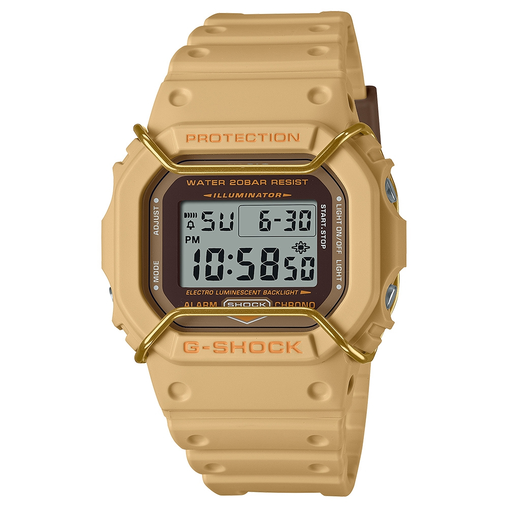 CASIO 卡西歐 G-SHOCK 大地色系啞光金屬電子錶 DW-5600PT-5, , large