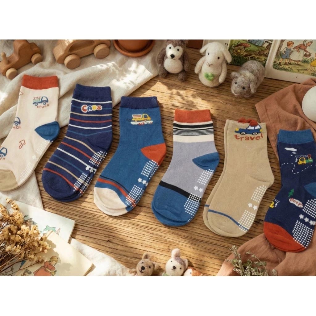 Kaimei Cotton Industry | 10 pairs of random excellent pure cotton non-slip children's socks, travel car style children's socks, cartoon children's socks, cute socks, boys and girls socks 17-21cm, , large