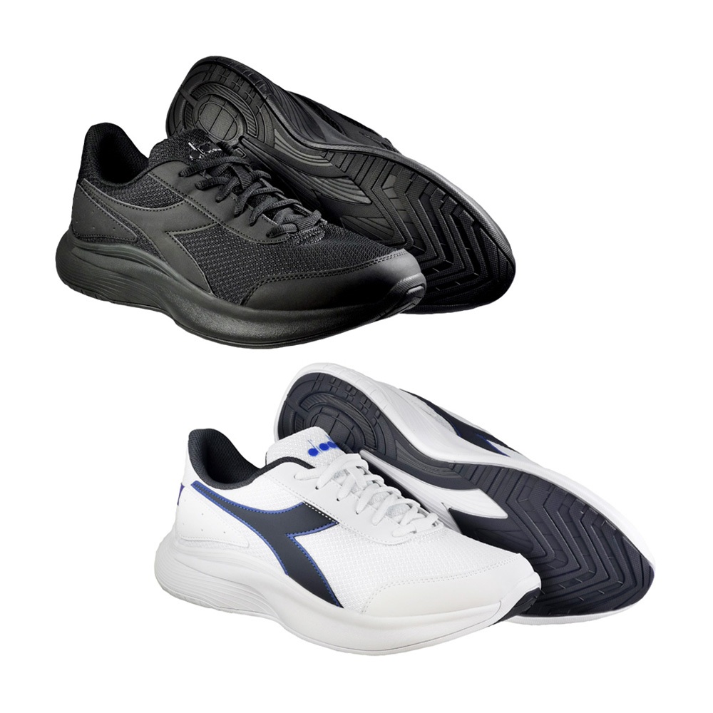 DIADORA迪亞多那 義大利進口 輕量運動慢跑鞋 男運動鞋 男鞋 EASY RUN 透氣 吸震 減壓 防滑 黑 白藍, , large