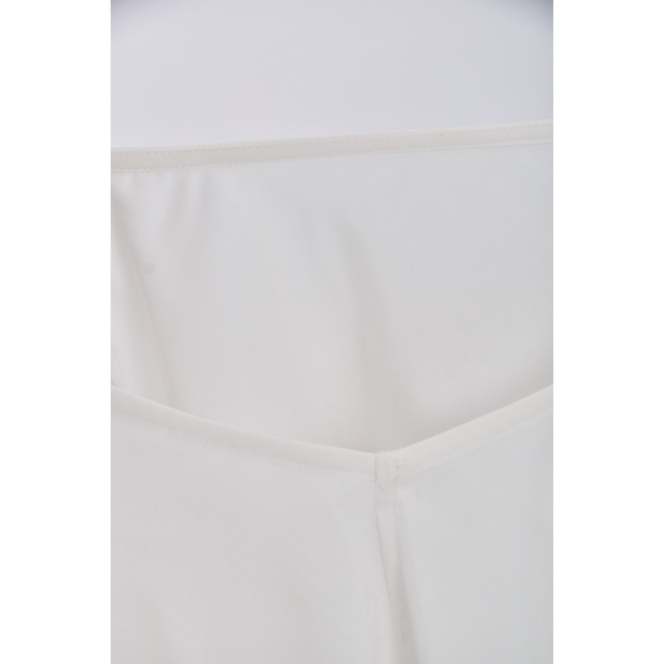 (S) couture brooch質感V領白色短袖上衣二手衣, , large