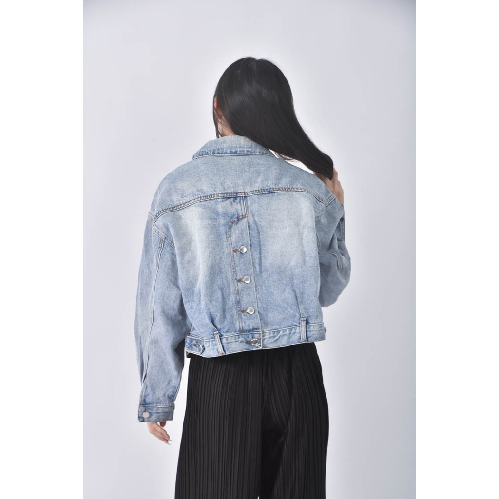 (XL) story prada韓牌丹寧牛仔排扣藍色外套二手衣, , large