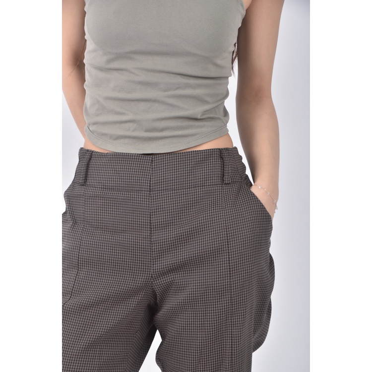 (L) t parts格紋棕色長褲二手衣, , large