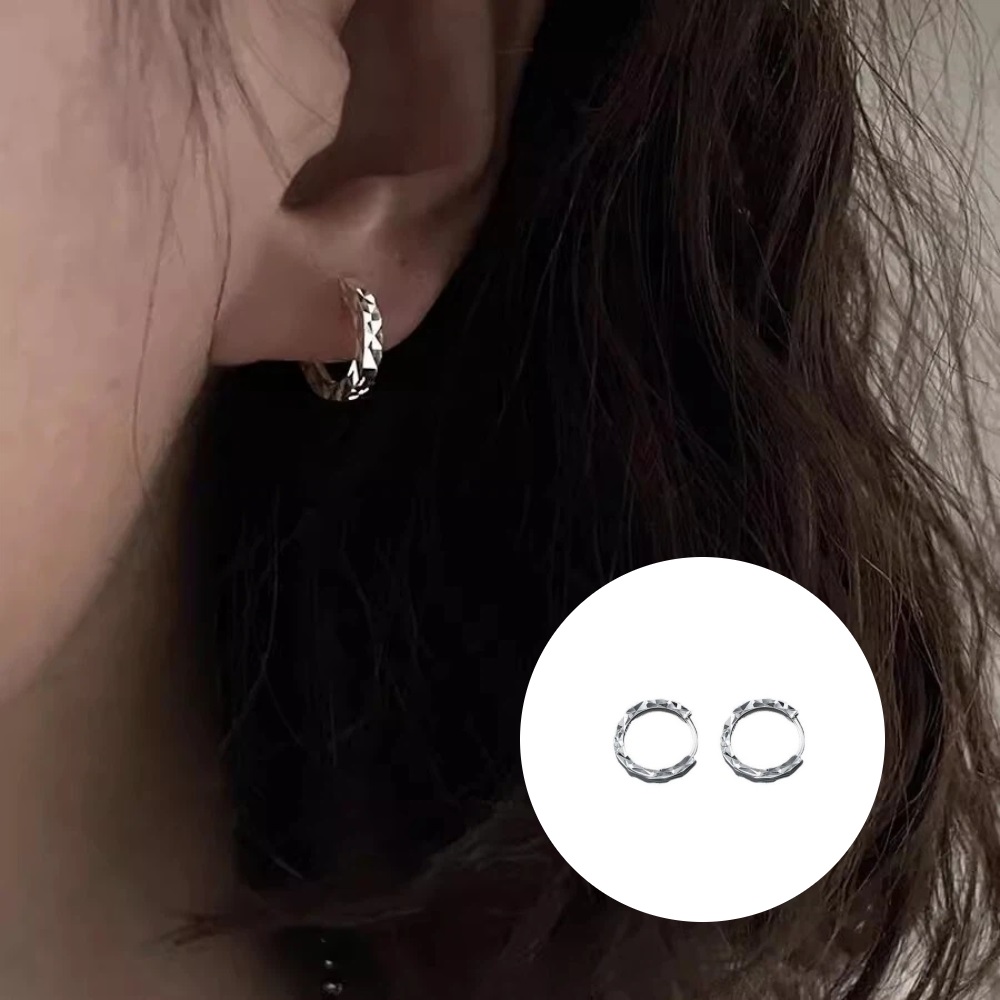 S999純銀韓系幾何菱形圈圈耳扣款耳環附馬卡收納盒 - 10mm, , large