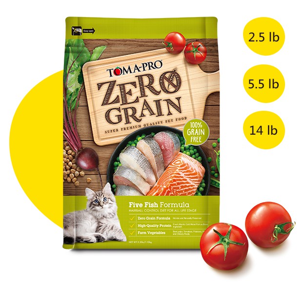 優格 TOMA-PRO 天然%零穀配方 全齡貓化毛配方 ~ 五種魚 無榖 貓飼料 5.5磅, , large