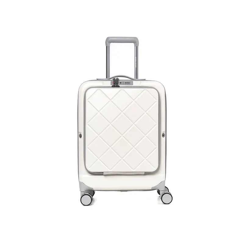 【鋼鐵灰】✈️【BIGGER】20吋⚡菱格紋前開摺疊箱：旅行、出差，前開＋可摺疊！行李太佔空間？這咖 20 吋直接摺起來收（3 色可選！奶霜白／曜石黑／鋼鐵灰）, , large