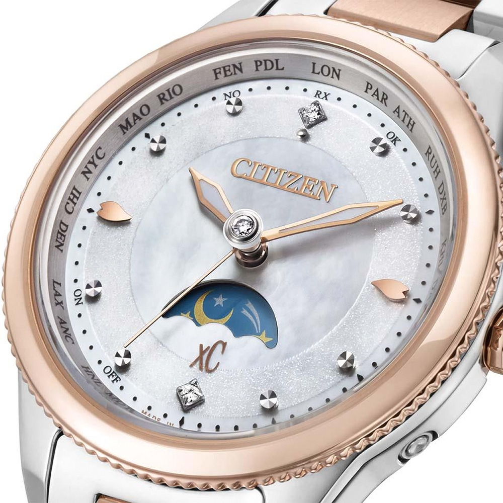 ∣ ∣CITIZEN 星辰XC 心蕊 輕奢限定Hebe田馥甄廣告款 鈦 日月顯示光動能電波女錶EE1007-67W, , large