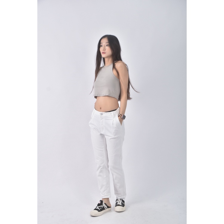 (M) flyup韓牌高腰直筒白色長褲二手衣, , large