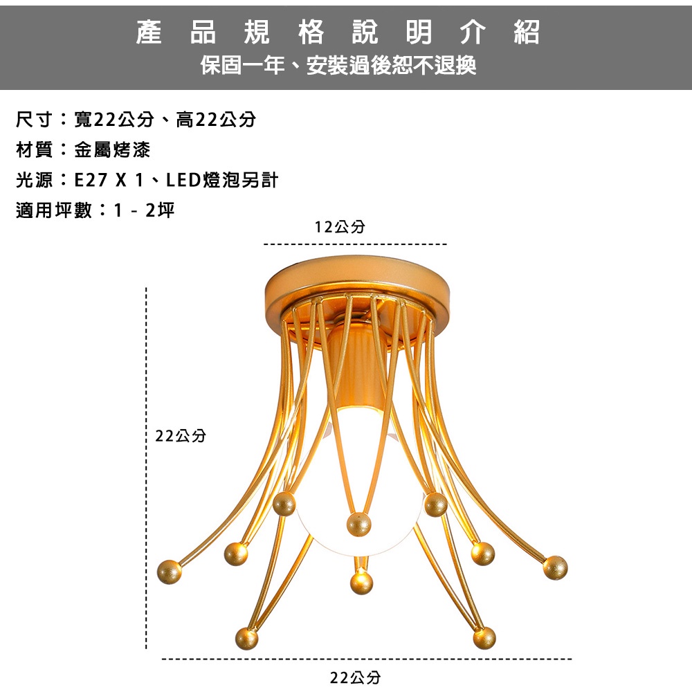 [Honey Comb]北歐簡約皇冠單吸頂玄關燈(KK2163), , large