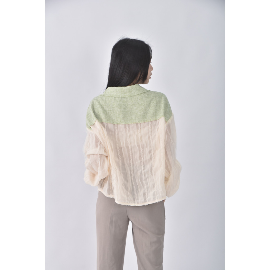 (XL) uilui透紗綠色長袖上衣二手衣, , large