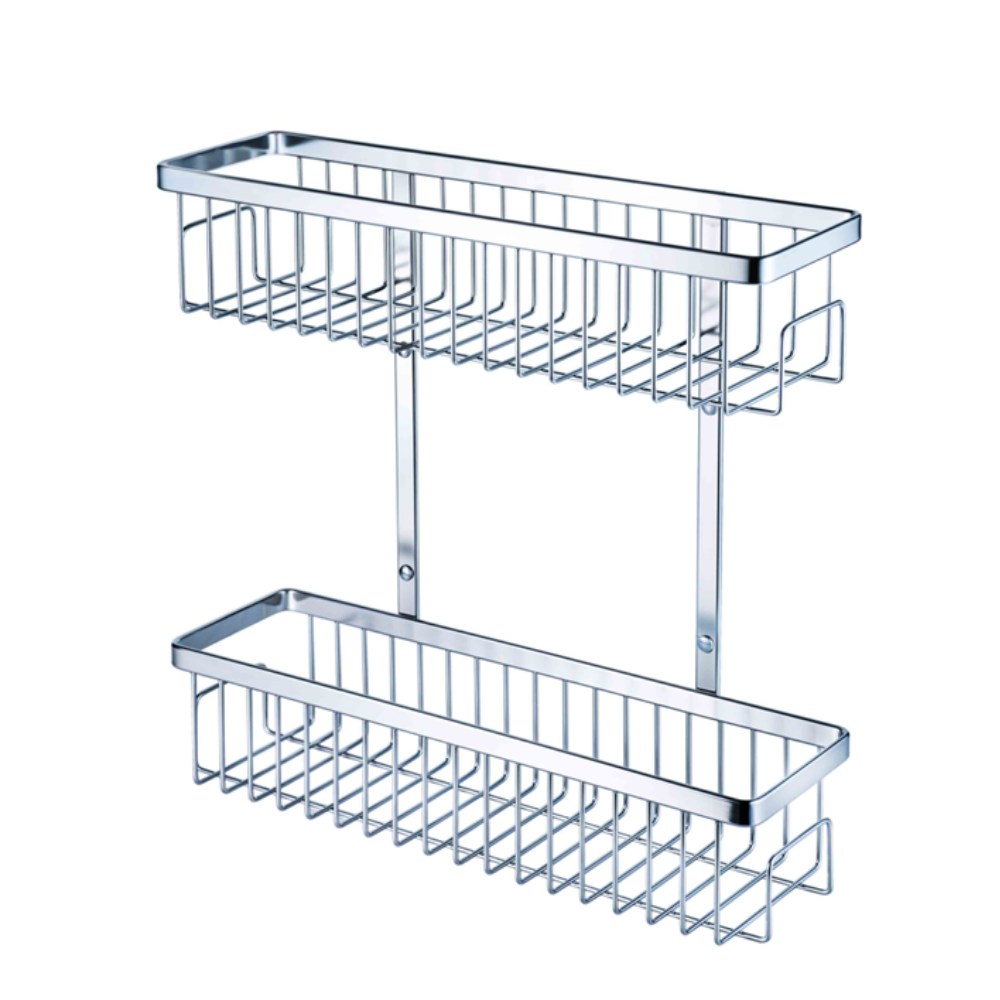 Stainless steel double-layer wall shelf, , large