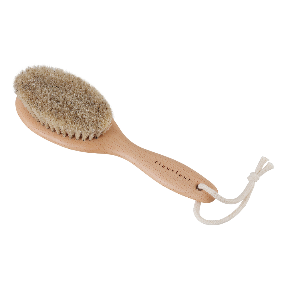 Fleurient Dry Brush for Body Massage and Exfoliation, made of genuine horse hair  , , large