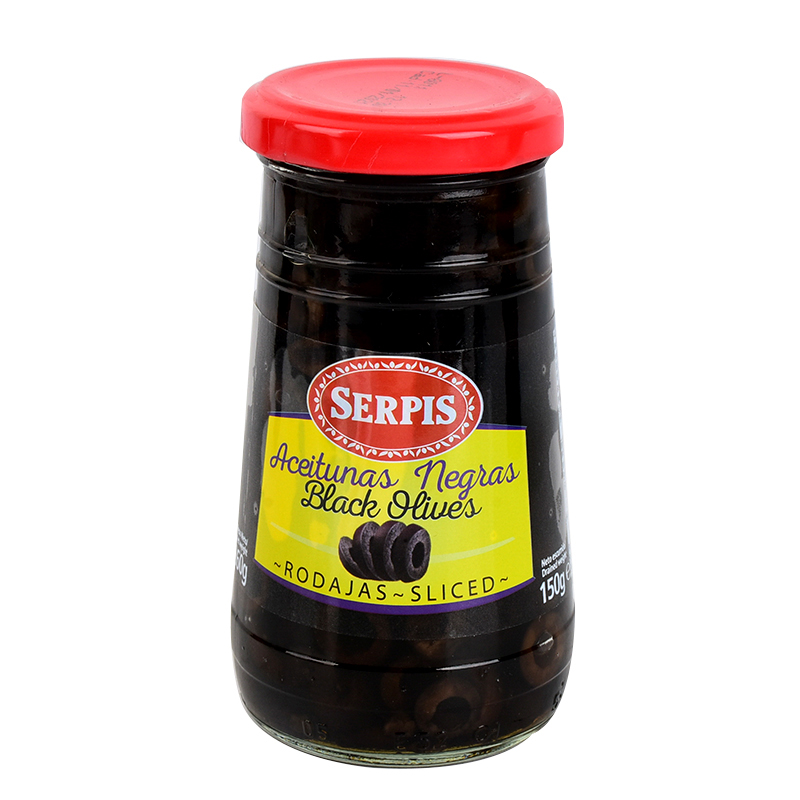 SERPIS sliced black olives glass jar, , large