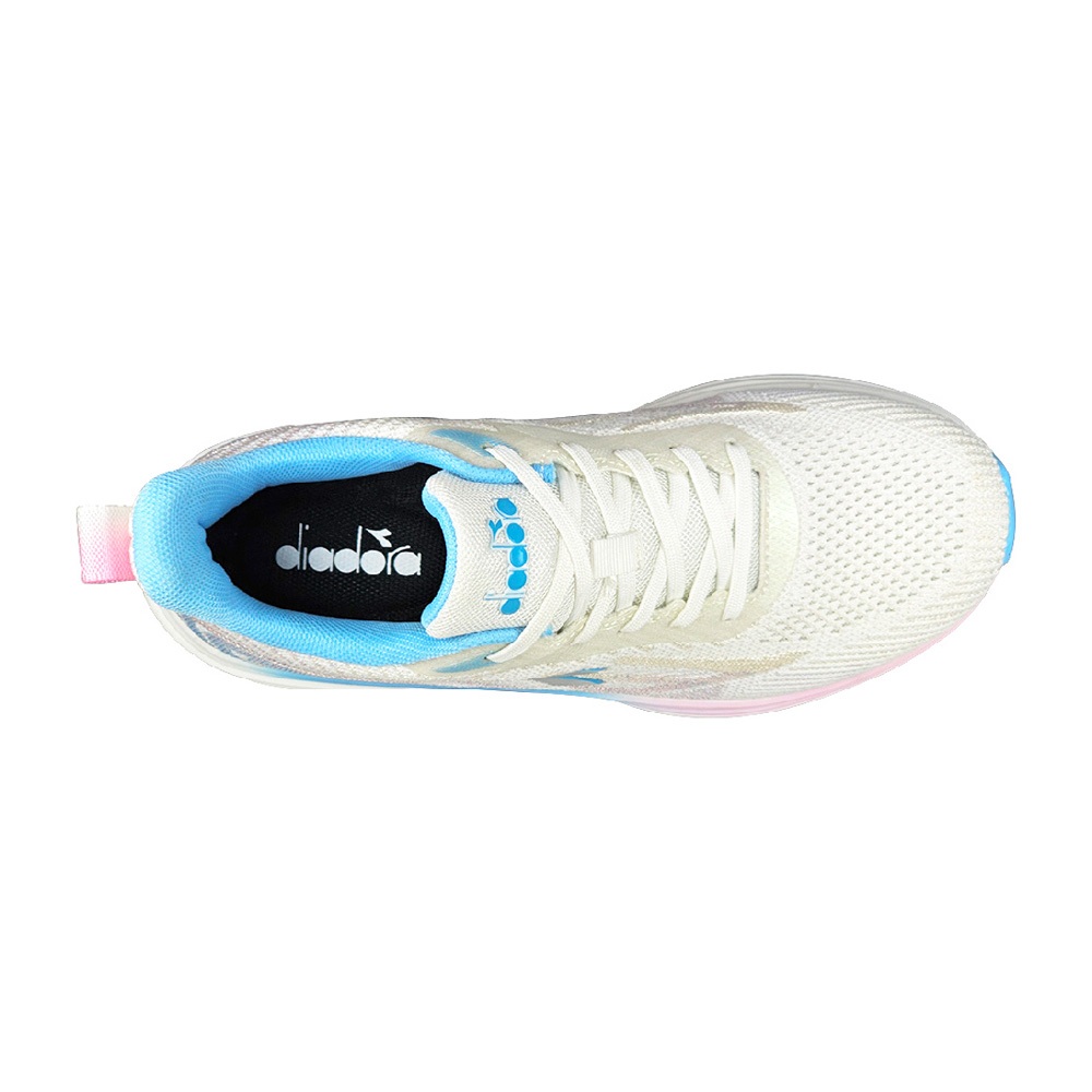 DIADORA迪亞多那 輕羽慢跑鞋 女運動鞋 女鞋 時尚 漸層 飛織 透氣 吸震 減壓 輕量 氣墊乳膠鞋墊 粉桔 粉藍, , large