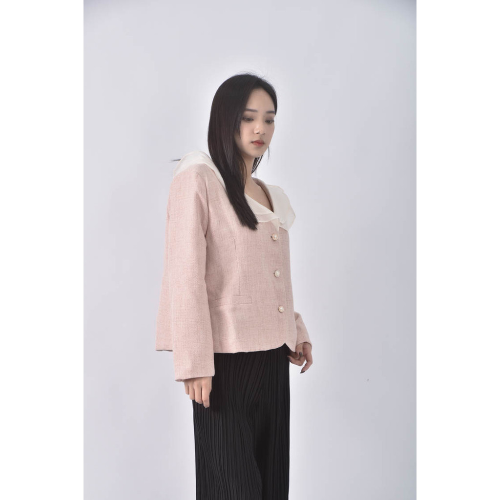 (L) jiang jiang質感假口袋粉色外套二手衣, , large