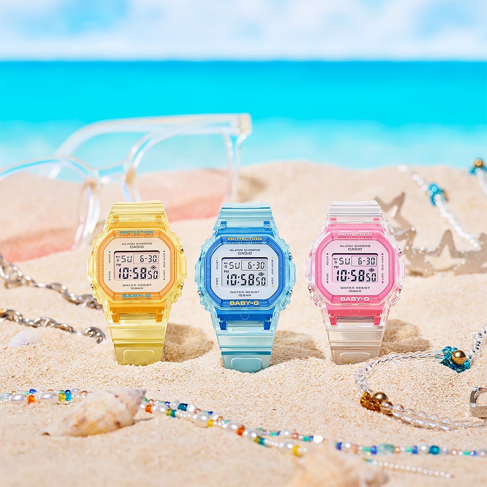 CASIO 卡西歐 BABY-G 夏季透明方形女錶電子錶 BGD-565SJ-2, , large