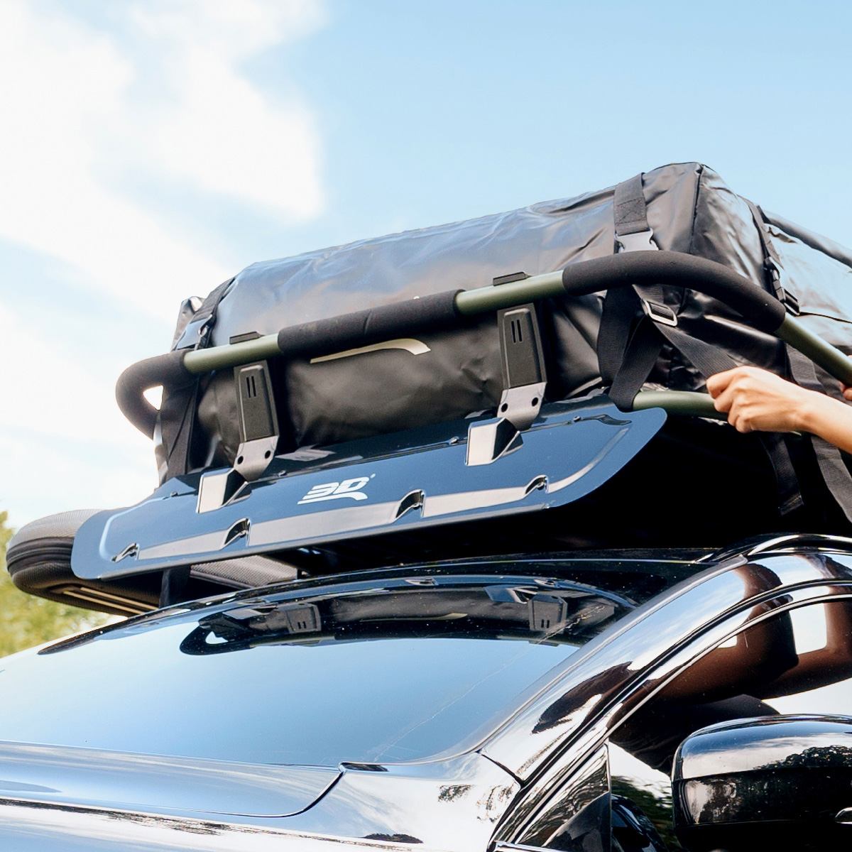 【3D OUTDOOR】可收折多功能車頂行李盤 導流板/1Y1-0-539/  L/黑, , large