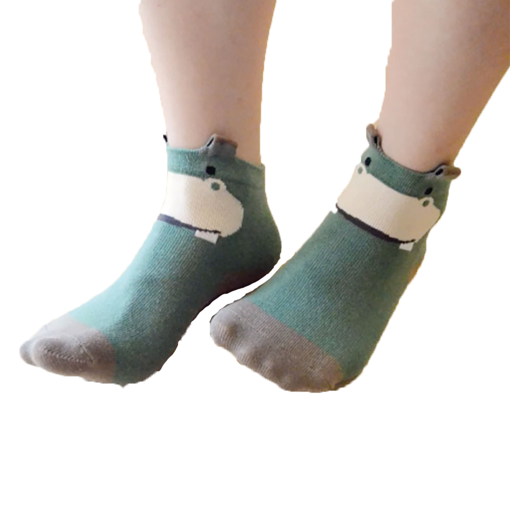 【現貨】MIT台灣製 趣味立體止滑童短襪-河馬 HP5053, , large