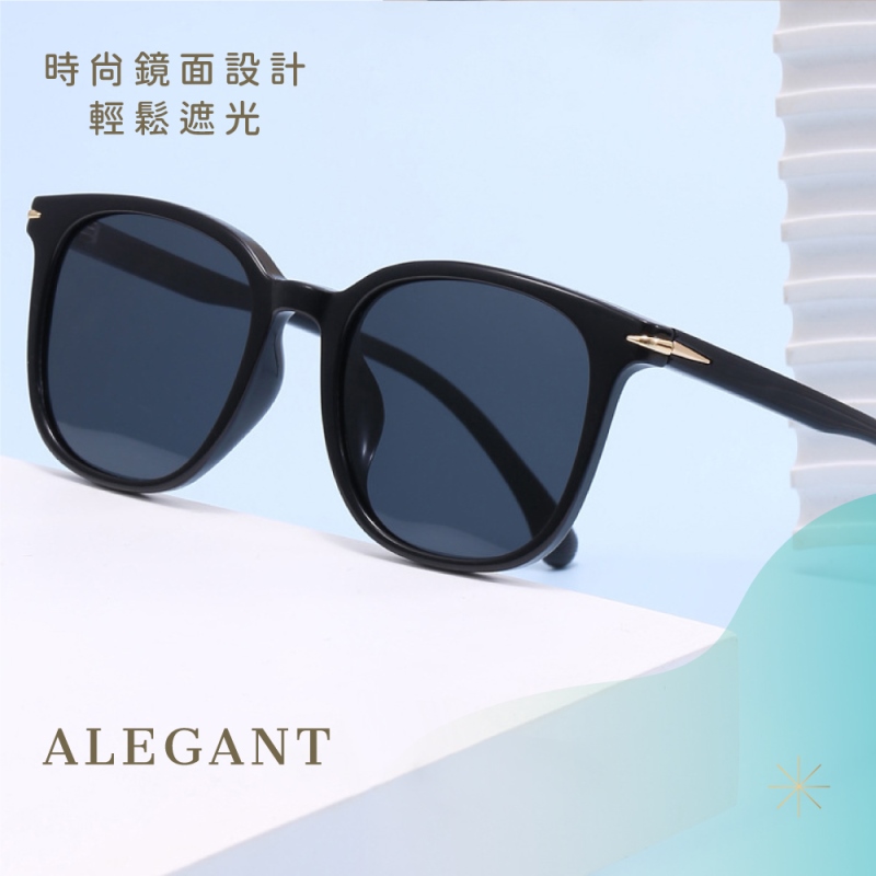 獨特時尚月泉黑TR90寶麗來偏光墨鏡/UV400太陽眼鏡〔ALEGANT〕, , large