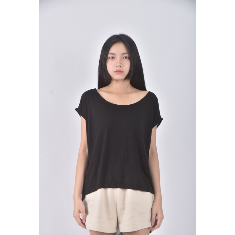 (M) lativ質感黑色短袖上衣二手衣, , large