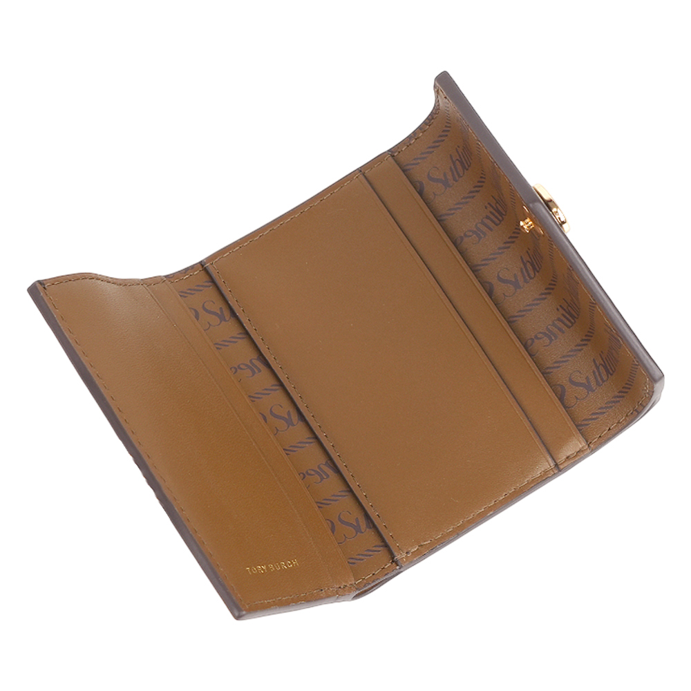 TORY BURCH T Monogram 信封式三折釦式短夾(深棕色), , large