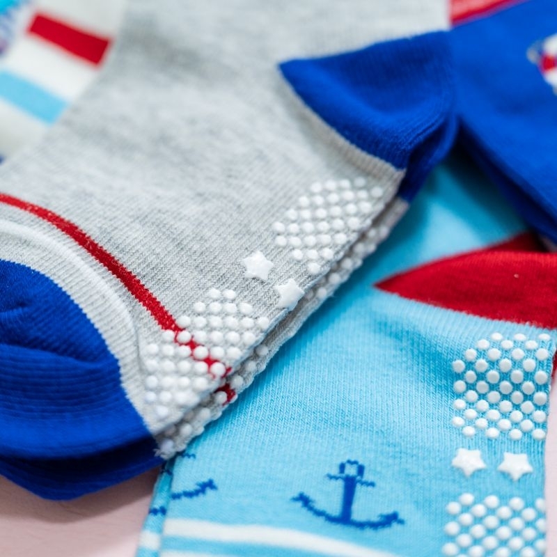 [Kaimei Cotton Industry] 10 pairs set, random and excellent, MIT made in Taiwan, pure cotton anti-slip children's socks (3-6 years old) - Maritime Expedition Team, , large