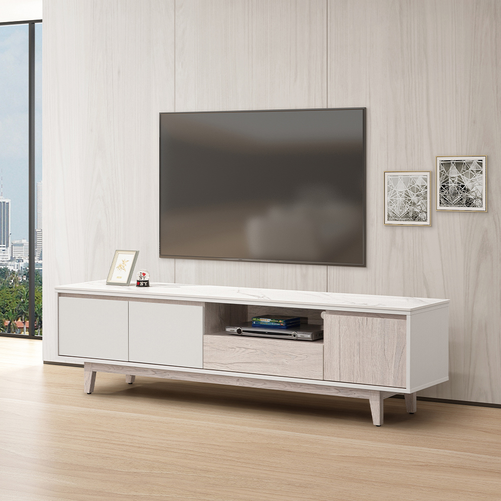 【唯熙傢俱】紀薇橡木雙色6尺岩板電視櫃, , large