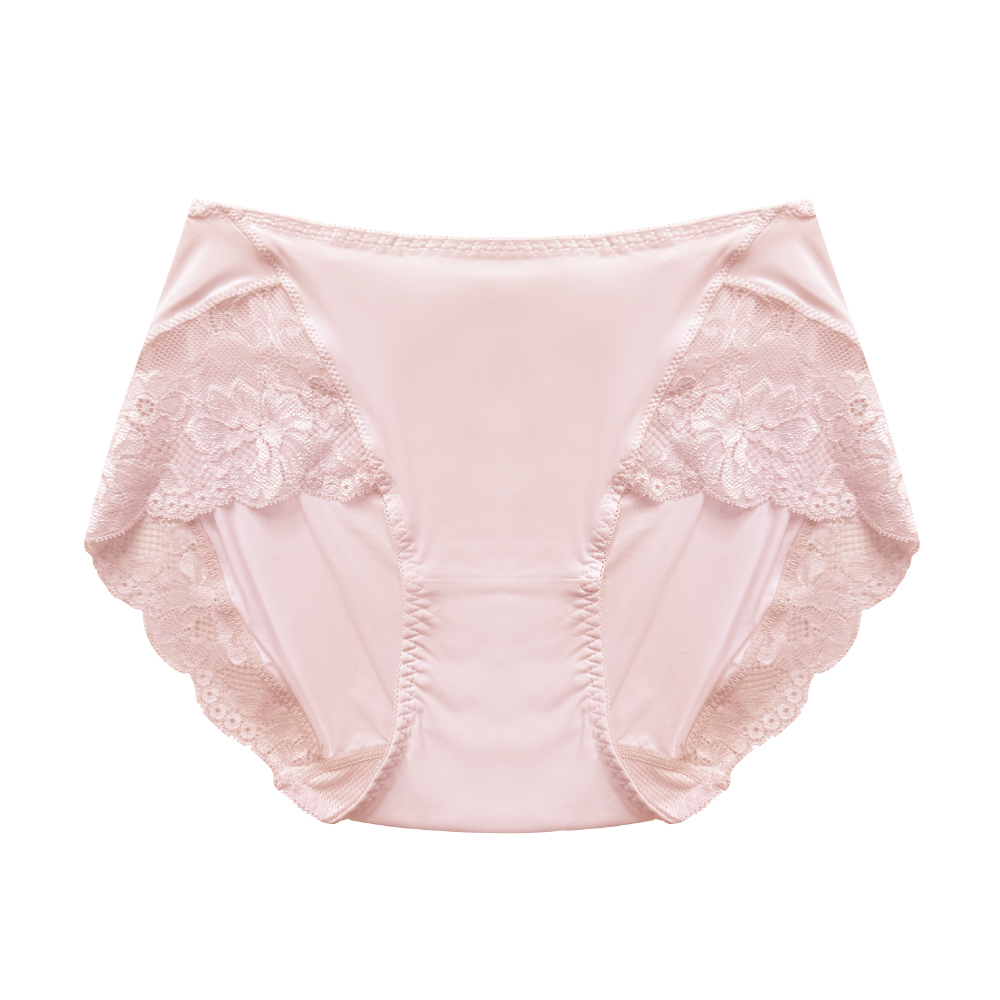 【Clany可蘭霓】台灣製蕾絲涼感親膚包臀中高腰 L-3XL 加大尺碼內褲 玫瑰粉 3078-31, , large
