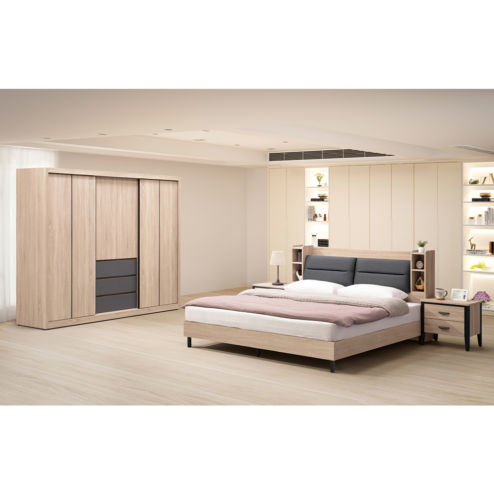 【唯熙傢俱】威尼斯橡木色6尺床箱雙人床台, , large