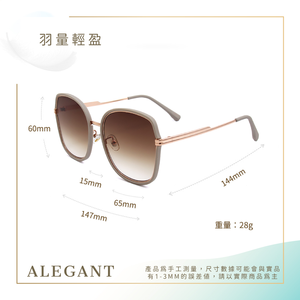 魅力時尚金屬設計雁鳥黑方框墨鏡/UV400太陽眼鏡〔ALEGANT〕, , large