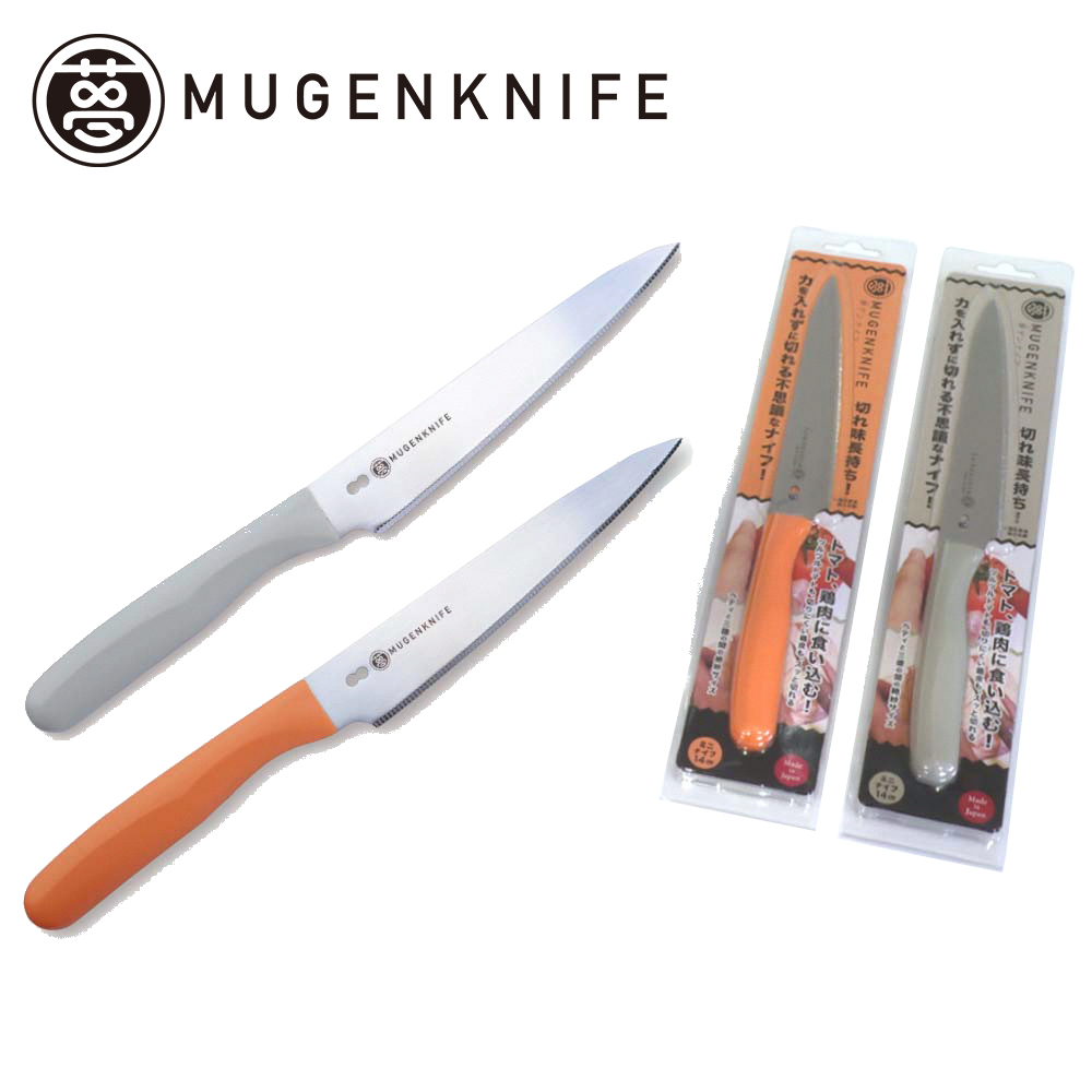 【Kyowa Industry Japan】Japan-Made Small Santoku Knife 14cm – Gray (Molybdenum-Vanadium Steel / Serrated Edge / Vegetable Knife / Meat Knife / Multi-Purpose Kitchen Knife / MUGEN Series), , large