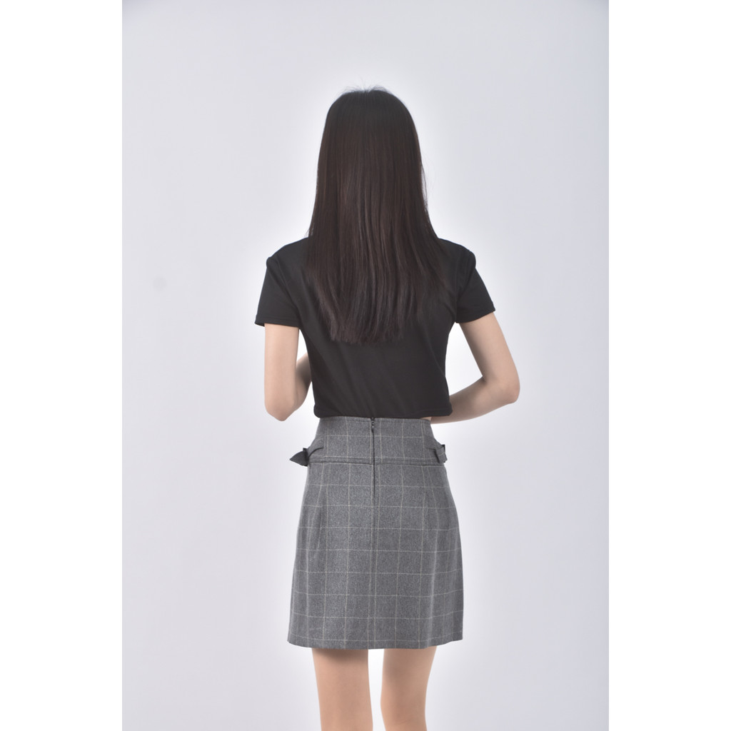 (L) ps company質感格紋灰色短裙二手衣, , large