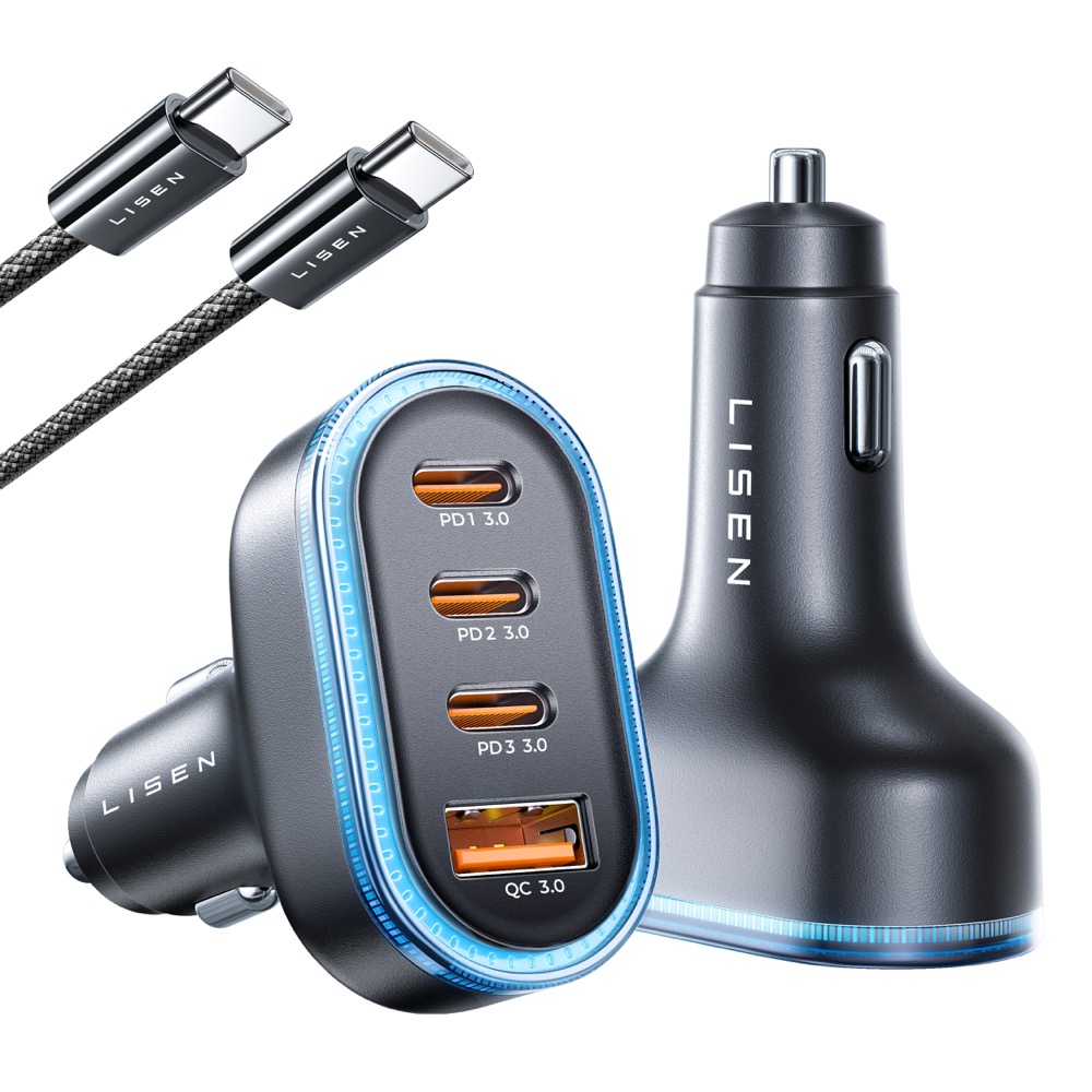 【LISEN】4-Port Car Charger 3C+1A 65W+36W High Power, , large