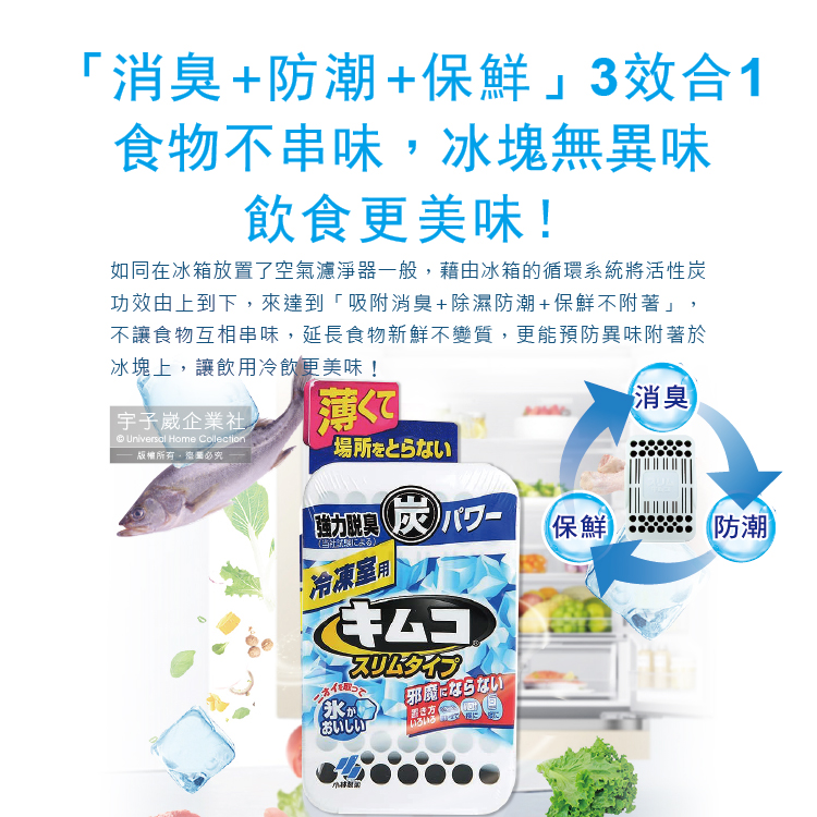 [日日好物]日本小林製藥-冰箱冷凍庫專用1.8cm超薄型雙重活性炭除臭劑26g/盒(180天長效防潮脫臭食物保鮮), , large