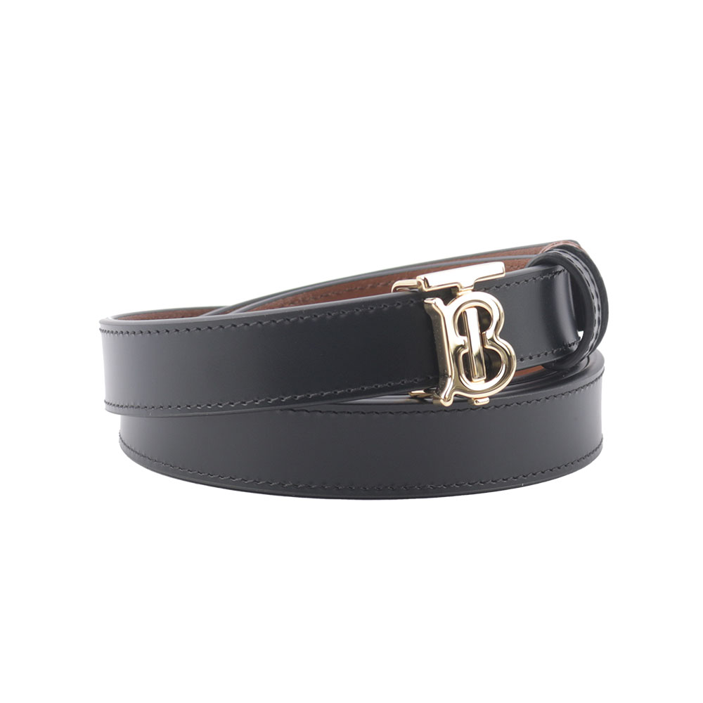 BURBERRY TB Logo 小牛皮寬2cm皮帶 L /黑色, , large
