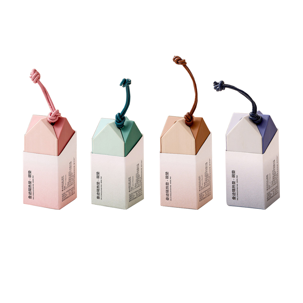 【上手家居】莫蘭迪矽膠隔熱墊 碗墊4色組 綠、藍、粉、棕(矽膠墊/矽膠杯墊/防燙墊), , large