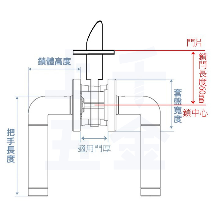 水平鎖 加安牌 門鎖  磨砂銀色 LB1X203 加安 通道鎖 把手 方套盤, , large