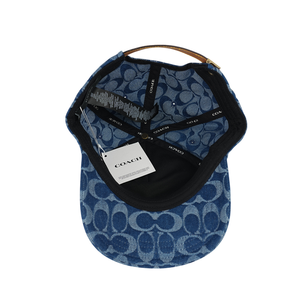 COACH 滿版CC Logo 棉質牛仔棒球帽 XS/S/單寧藍, , large